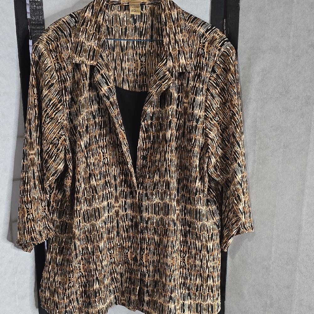 Stylish Black and Tan Women's Blouse